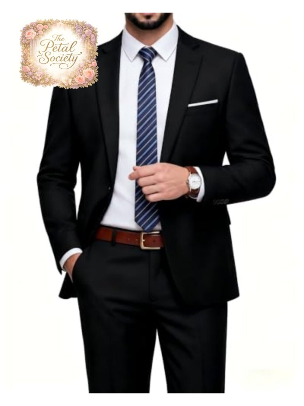 Men's Slim Fit 2-Piece Suit Set One-Button Blazer & Pants for Wedding Business
